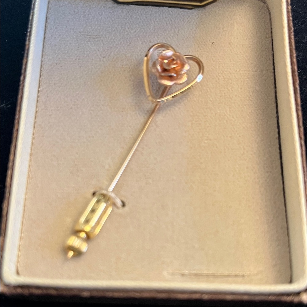 Rose Gold Heart Brooch with Floral Accent